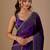 Purple embellished beads and stones organza heavy work saree