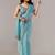 Turquoise embroidered  chiffon saree