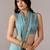Turquoise embroidered  chiffon saree