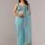 Turquoise embroidered  chiffon saree