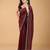 Red stonework embellished beads border satin saree with unstitched blouse
