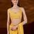 Yellow floral embroidered  chiffon saree