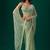 Sea green woven design embroidered  chiffon saree