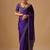 Purple woven design beads and stones satin heavy work saree