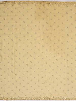 Yellow sequinned silk cotton saree 5