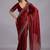 Maroon embellished beads and stones organza heavy work saree