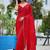 Red embellished beads and stones silk blend saree
