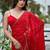 Red embellished beads and stones silk blend saree