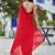 Red embellished beads and stones silk blend saree