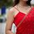 Red embellished beads and stones silk blend saree