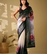 Multicolor floral embroidered organza saree