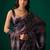 Purple beads and stones satin saree