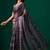 Purple beads and stones satin saree