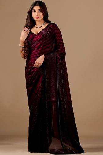 Maroon women ethnic motifs woven design saree
