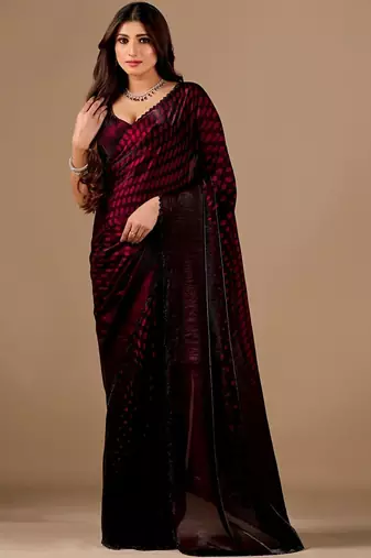 Maroon women ethnic motifs woven design saree