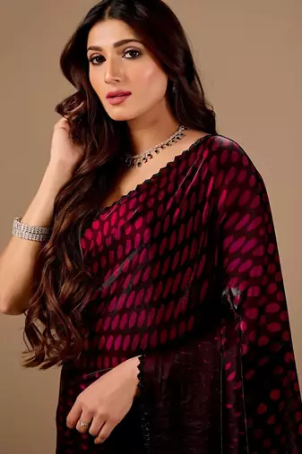 Maroon women ethnic motifs woven design saree