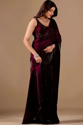 Maroon women ethnic motifs woven design saree
