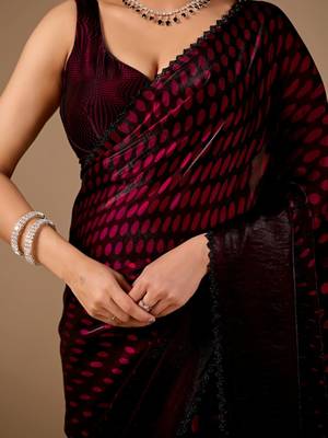 Maroon women ethnic motifs woven design saree 4