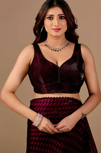 Maroon women ethnic motifs woven design saree