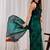 Green floral beads and stones organza saree