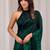 Green floral beads and stones organza saree