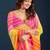 Multicolor leheriya beads and stones  chiffon saree