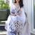 White sequinned silk cotton designer saree