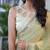 Lime sequinned silk cotton saree