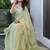Lime sequinned silk cotton saree