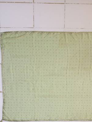 Lime sequinned silk cotton saree 5