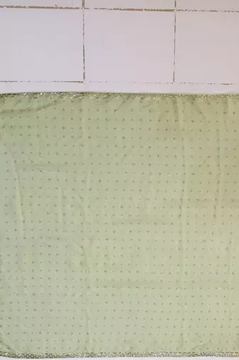 Lime sequinned silk cotton saree