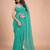 Sea green embellished sequinned  chiffon heavy work saree
