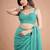 Sea green embellished sequinned  chiffon heavy work saree