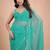 Sea green embellished sequinned  chiffon heavy work saree