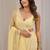 Yellow ethnic motifs embroidered  chiffon saree