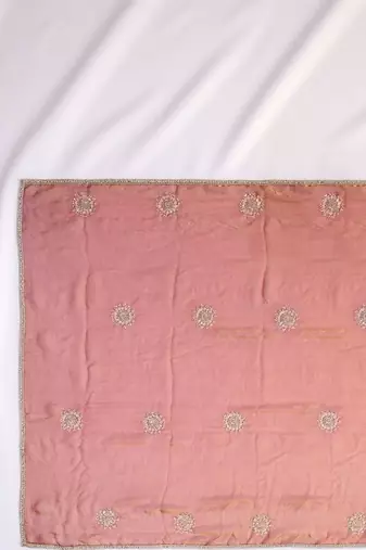 Rose embellished zari silk cotton heavy work saree