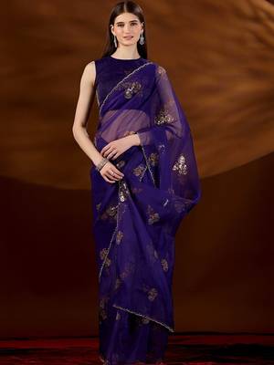 Purple floral zari tissue saree 5