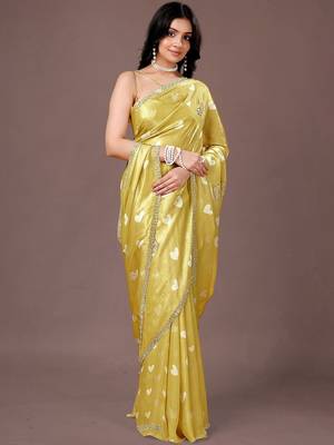 Yellow yellow organza saree 1