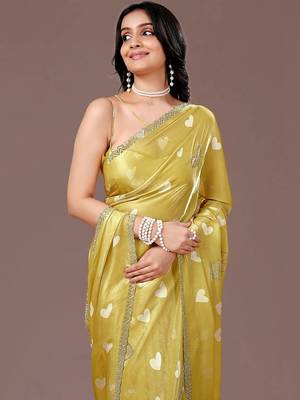 Yellow yellow organza saree 2