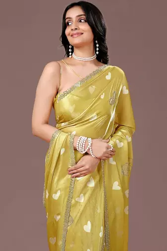 Yellow yellow organza saree