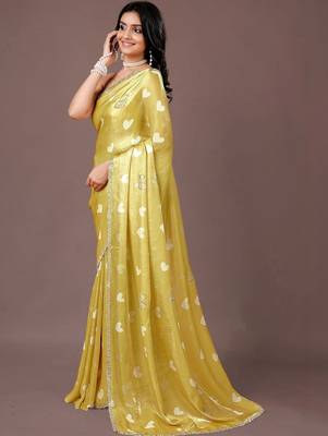Yellow yellow organza saree 3