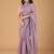Lavender stonework embellished beads border silk saree with unstitched blouse