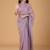 Lavender stonework embellished beads border silk saree with unstitched blouse
