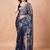 Navy blue women ethnic motifs woven design saree