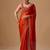 Orange embellished beads and stones satin heavy work saree