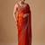 Orange embellished beads and stones satin heavy work saree