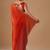 Orange embellished beads and stones satin heavy work saree