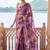 Purple tie and dye beads and stones organza saree