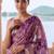 Purple tie and dye beads and stones organza saree