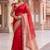 Red colourblocked beads and stones art silk designer saree